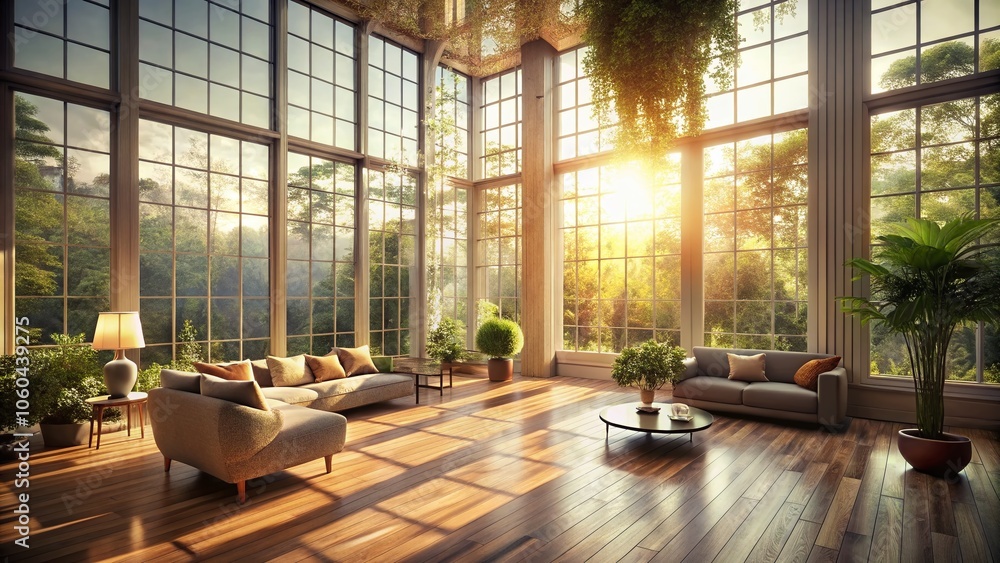 Bright and Airy Room with Large Windows Creating Natural Light Effects in a Long Exposure Scene Bright and Airy Room with Large Windows Creating Natural Light Effects in a Long Exposure Scene
