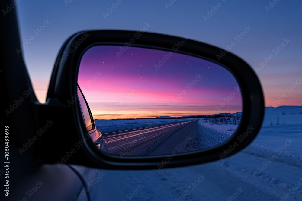 Fototapeta premium A round or oval mirror with a reflection of the blue sky and white clouds. Close-up. Isolated on a white background. Beautiful simple AI generated image