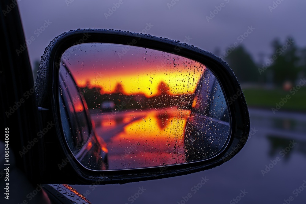 A round or oval mirror with a reflection of the blue sky and white clouds. Close-up. Isolated on a white background. Beautiful simple AI generated image