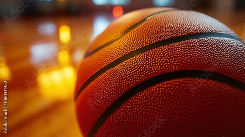 Close-up of Basketball on Court photo