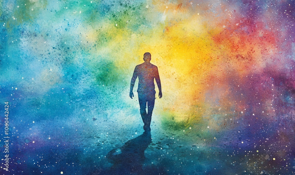 spirit human body walking inspiring rainbow way mind mental health soul spiritual imagine energy emotion connect universe spirit human body walking inspiring rainbow way mind mental health soul spiritual imagine energy emotion connect universe