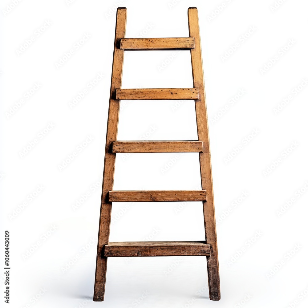 Rustic wooden ladder isolated on white background Rustic wooden ladder isolated on white background