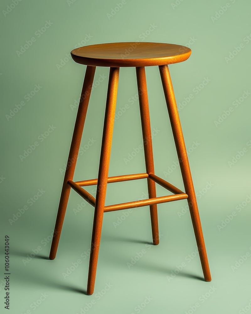 Wooden bar stool on green background Wooden bar stool on green background