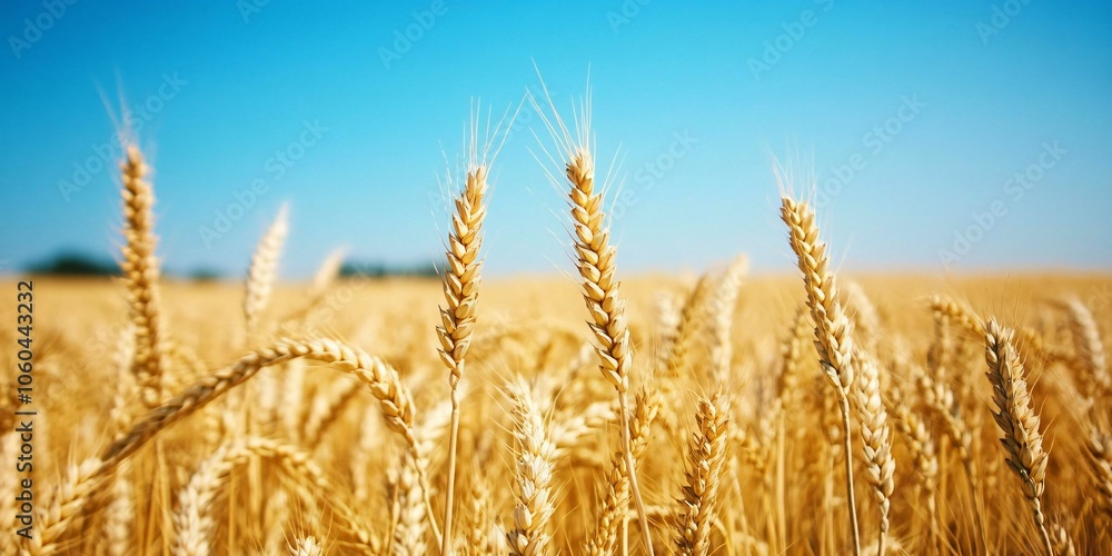 Fototapeta premium Golden Wheat Field Under a Blue Sky