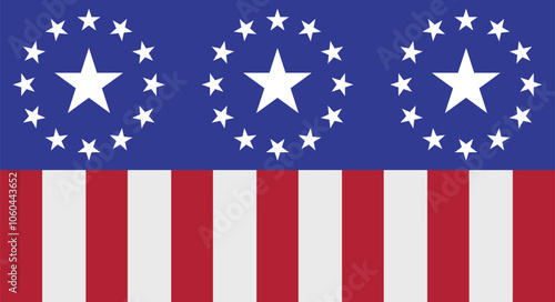 Stars in circles of stars. Polling place background. American elections. Flat vector illustration isolated on white background.