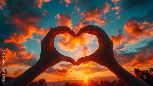 Heart-Shaped Sunset Sky Photo