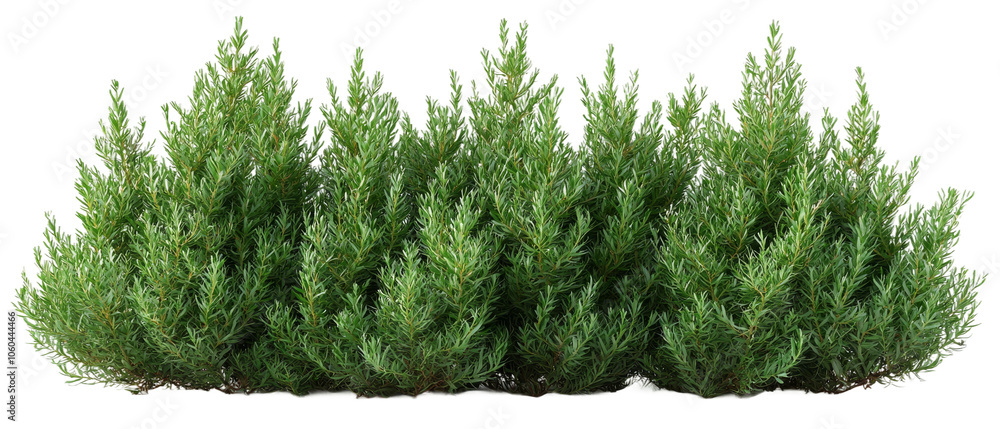 Lush green shrubs arranged neatly on a transparent PNG background for digital design projects or nature-themed graphics