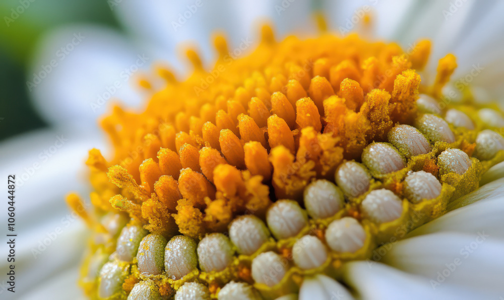 Close up macro photo of daisy center, revealing its delicate details and intricate beauty Close up macro photo of daisy center, revealing its delicate details and intricate beauty