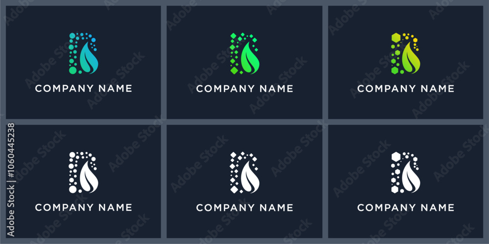 Vector set letter B nature technology logo design Vector set letter B nature technology logo design