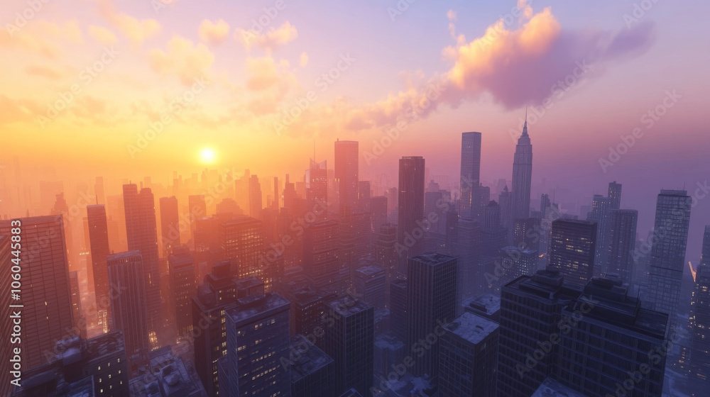 Fototapeta premium sunset over the city