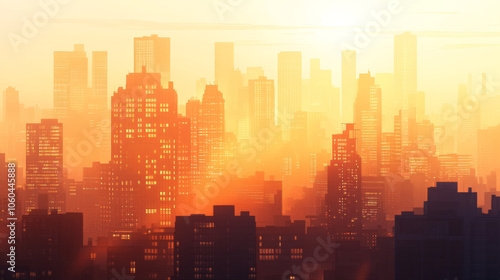 sunset over the city