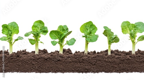 Row of Young Green Plants in Soil