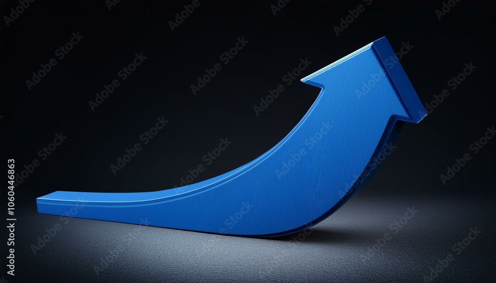 Upward Blue Arrow on Black Background. 3D Rendering Upward Blue Arrow on Black Background. 3D Rendering