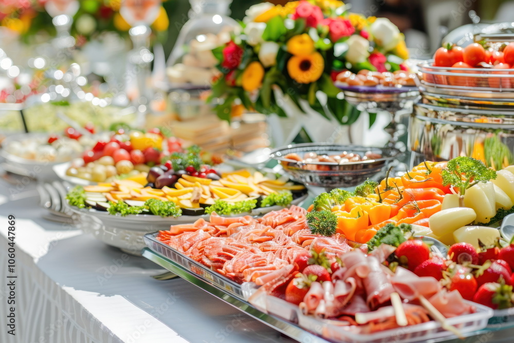 Catering food on long table, Party Catering food on long table, Party