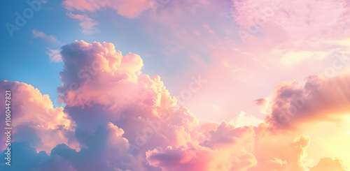 A photograph of the sky at sunset, with pink and blue clouds in the upper part of the image. The overall color tone is warm.