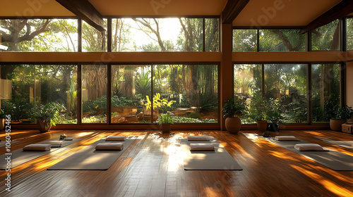 Yoga Studio with Large Wind...