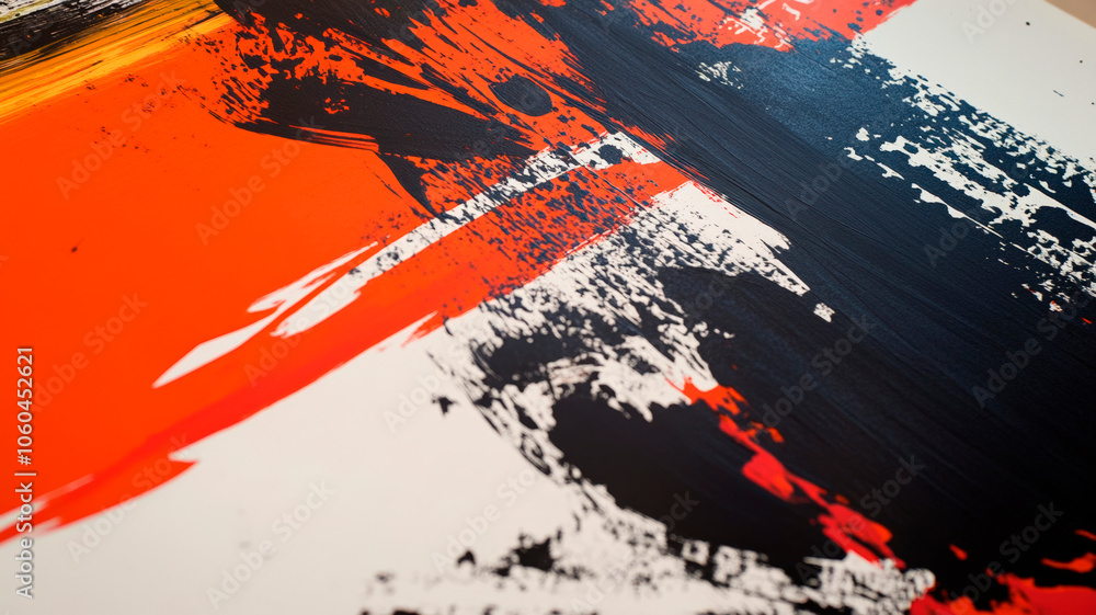 Abstract brush strokes background with contrasting pigments. Dynamic paint splashes on raw canvas texture. Expressive acrylic paint texture with rough strokes. Modern art and emotional expression Abstract brush strokes background with contrasting pigments. Dynamic paint splashes on raw canvas texture. Expressive acrylic paint texture with rough strokes. Modern art and emotional expression