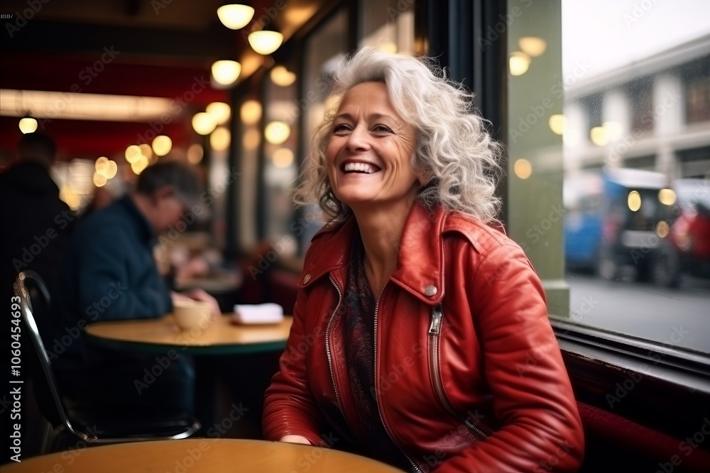 Portrait of a happy senior woman sitting in a cafe and smiling Portrait of a happy senior woman sitting in a cafe and smiling