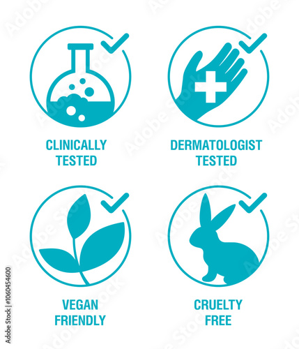 Icons set for labeling of cosmetics, general pictograms in monochrome style