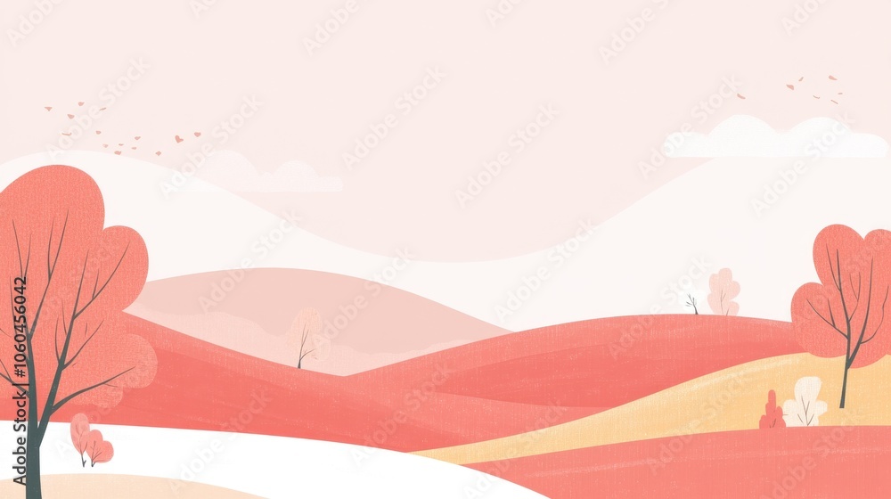 Serene Autumn Landscape with Rolling Hills and Trees Serene Autumn Landscape with Rolling Hills and Trees