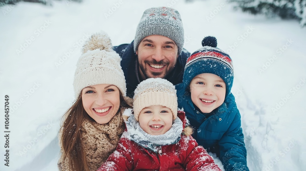 Joyful Family Playing in Winter Wonderland Joyful Family Playing in Winter Wonderland