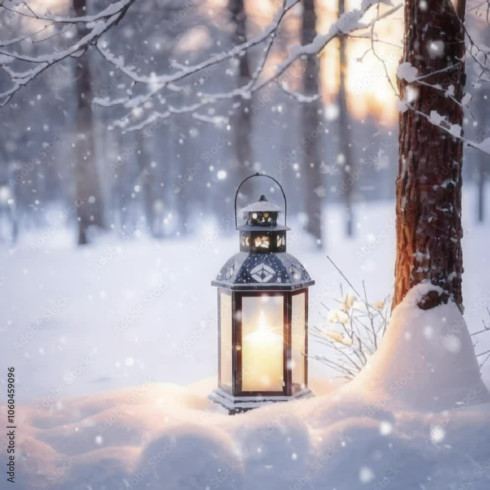 christmas lantern in the snow christmas lantern in the snow