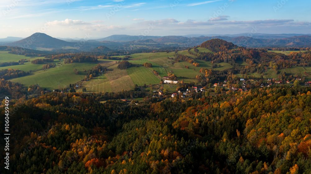 Obraz premium autumn in the mountains. Czech Republic, Ceska Kamenice, Jehla 