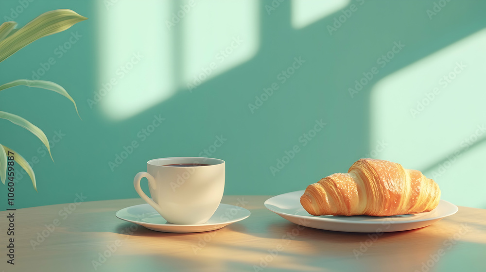 Menu with coffee cup space for a croissant alongside. illustration Menu with coffee cup space for a croissant alongside. illustration