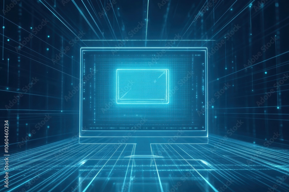The computer screen prominently features a glowing protection icon within an advanced digital setting, emphasizing online security. Generative AI The computer screen prominently features a glowing protection icon within an advanced digital setting, emphasizing online security. Generative AI