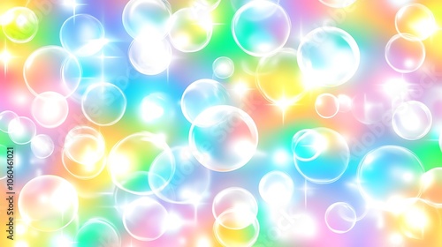 Rainbow Bubble Background Smooth Blue Background with Copy Space for Advertisements