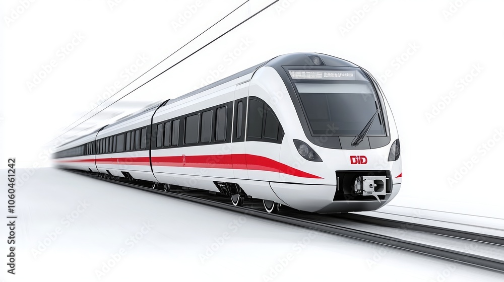 A sleek, modern train design on tracks, emphasizing speed and efficiency in transportation. A sleek, modern train design on tracks, emphasizing speed and efficiency in transportation.