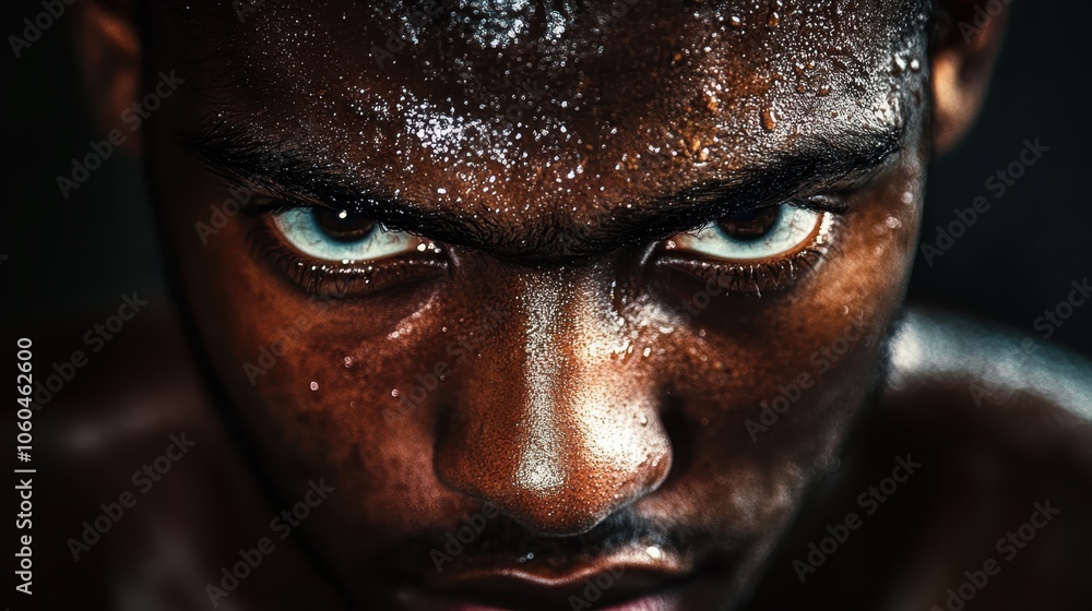 A portrait of a professional athlete, with determination and focus visible in their eyes. A portrait of a professional athlete, with determination and focus visible in their eyes.