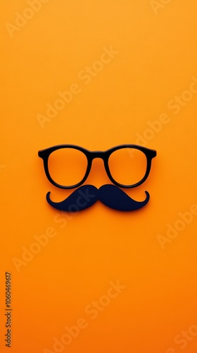 a mustache and glasses on vibrant solid color background