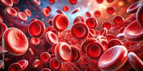 Closeup of Red Blood Cells in Veins - Healthy Circulation, Medical Research, Microscopic View, Blood Flow, Red Cell Dynamics, Hematology, Science, Health, Circulatory System, Medical Illustration