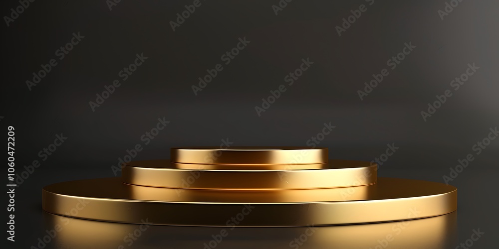 Golden Pedestal on Black Background Subtle Blur Background with Space for Custom Text Golden Pedestal on Black Background Subtle Blur Background with Space for Custom Text