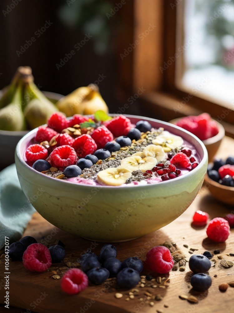 Morning nutrition inspiration: mixed fruit bowl in winter light.
Morning nutrition inspiration: mixed fruit bowl in winter light.