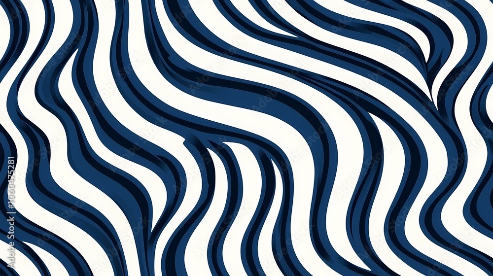 Obraz premium The image is a close-up of a blue and white striped pattern. The stripes are wavy and create a sense of movement. The colors are bold and vibrant, making it a striking abstract design.