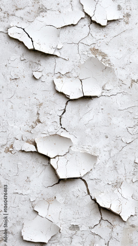 Obraz premium Cracked White Wall with Flaking Paint Texture