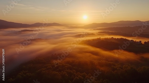 Wallpaper Mural Tuscany landscape at sunrise with low fog  Torontodigital.ca