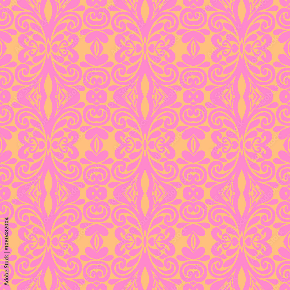 Pink Peony and Orange Blossom Harmony Seamless pattern Pink Peony and Orange Blossom Harmony Seamless pattern