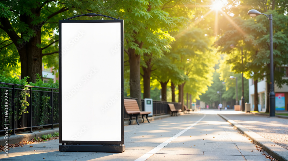 Blank vertical advertising banner on city street Blank vertical advertising banner on city street