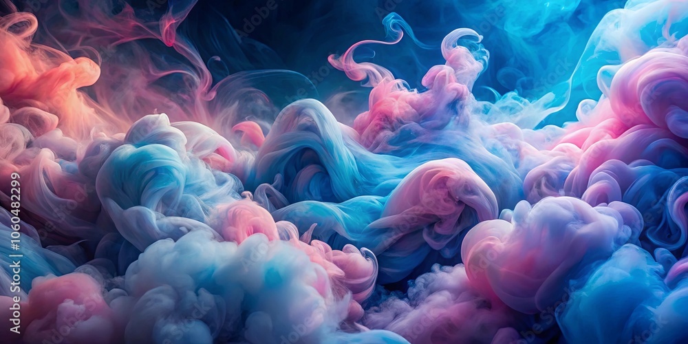 Obraz premium A Symphony of Colors Abstract Swirls of Pink and Blue Ink Dancing in a Dreamlike Liquid Realm
