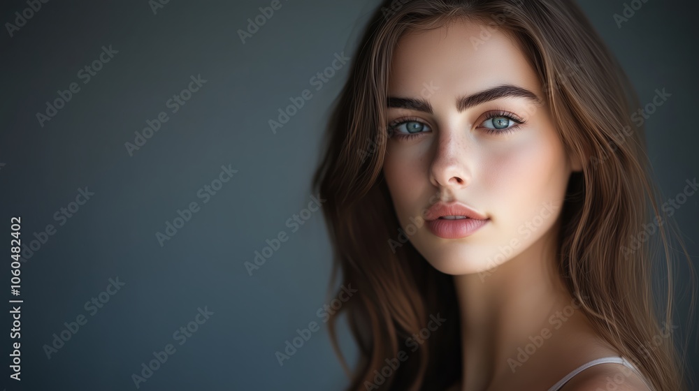 A Captivating Portrait of a Beautiful Young Woman with Striking Blue Eyes in Natural Light A Captivating Portrait of a Beautiful Young Woman with Striking Blue Eyes in Natural Light
