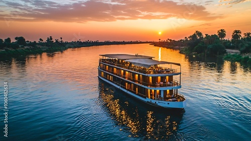 Experience the magic of a sunset cruise along the majestic nile river as the sun sets over the ancient landscape