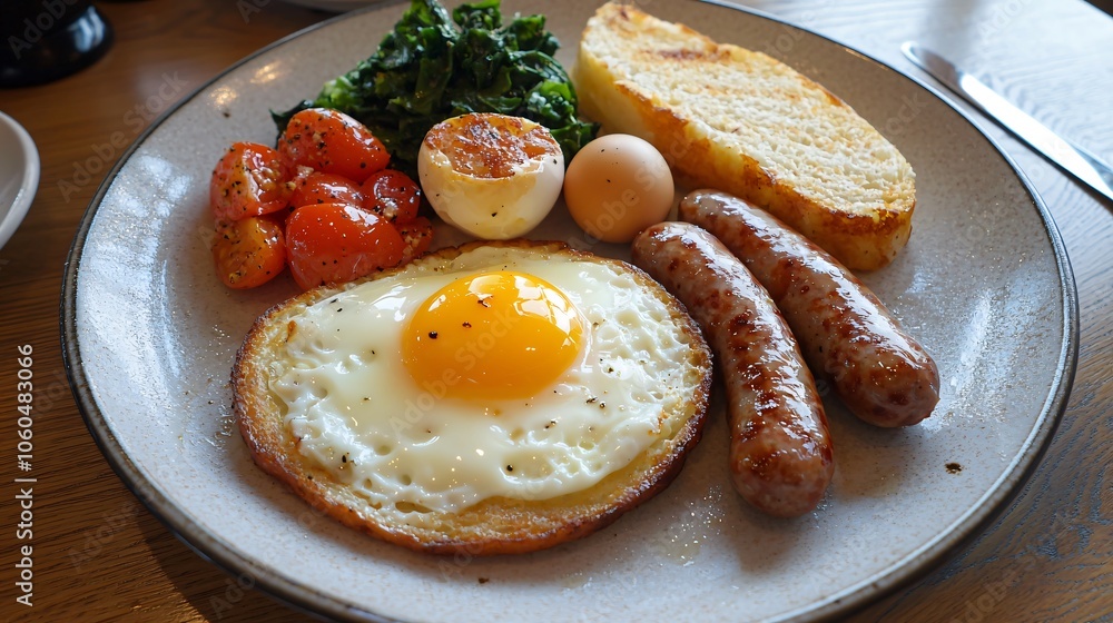Indulge in the heart of british cuisine a delectable traditional english breakfast featuring eggs sausages and fresh ingredients Indulge in the heart of british cuisine a delectable traditional english breakfast featuring eggs sausages and fresh ingredients
