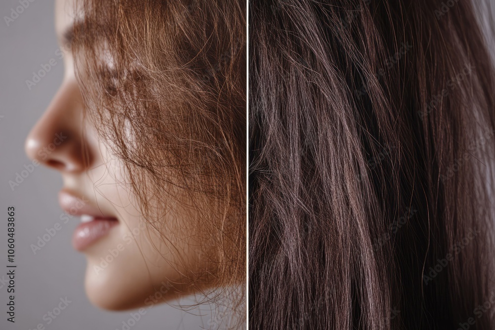 Close-Up of Hair Textures and Female Profile Close-Up of Hair Textures and Female Profile