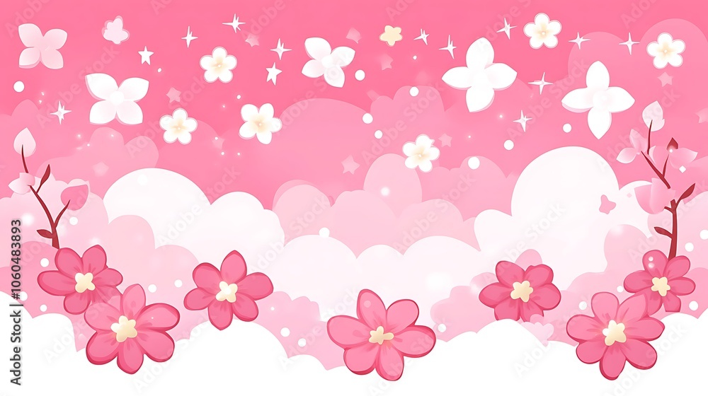 Pink Floral Background Light Gradient Background with Room for Typography