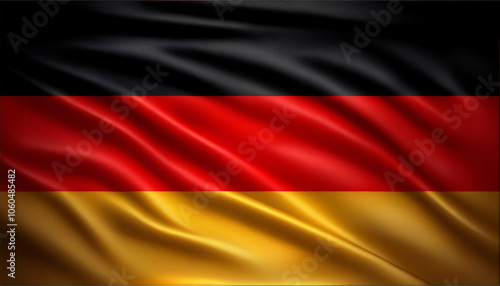 Germany's national flag: Black, red, gold; waving proudly. A symbol of unity and national identity.