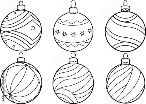Christmas ball icon vector illustration line art, Outline