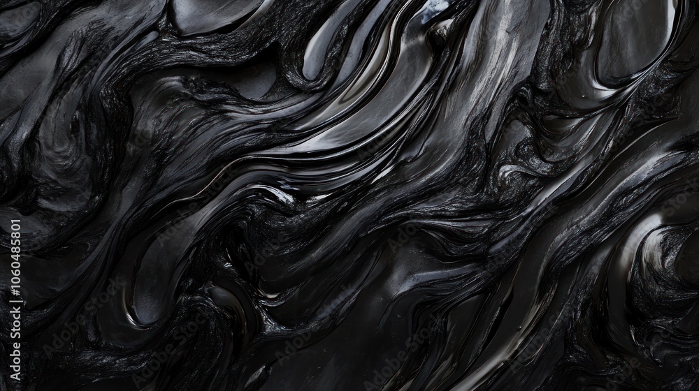 Obraz premium a black lava stone texture, featuring a smooth, glossy finish that reflects light in unique ways.